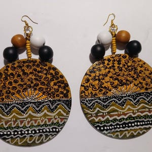 African Queen Earrings Goddess Earrings Afrocentric Earrings African Art Earring Handmade Earring Tribal Earring Beaded Earring Disk Earring
