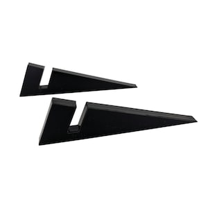 Zwarte acrylstandaard van 10 mm dik voor grote leistenen borden, borden, trouwkaarthouders en menukaarthouders. Gemaakt in Duitsland.