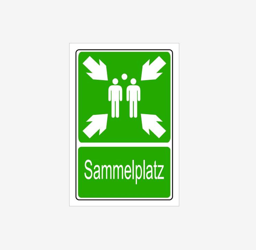 Pvc Assembly Point Sign Assembly Point Sign 20 X 30 Cm Made of • PVC Hard Foam White • Aluminum ...