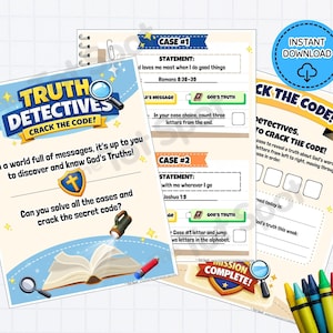 Juego bíblico "Descifra el Código", Escape Room para niños, Actividad bíblica imprimible (Descarga digital)