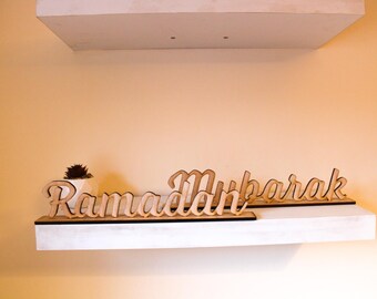 Ramadan Mubarak Laser-Cut Tabletop Sign | Ramadan Décor | Eid Table Decoration