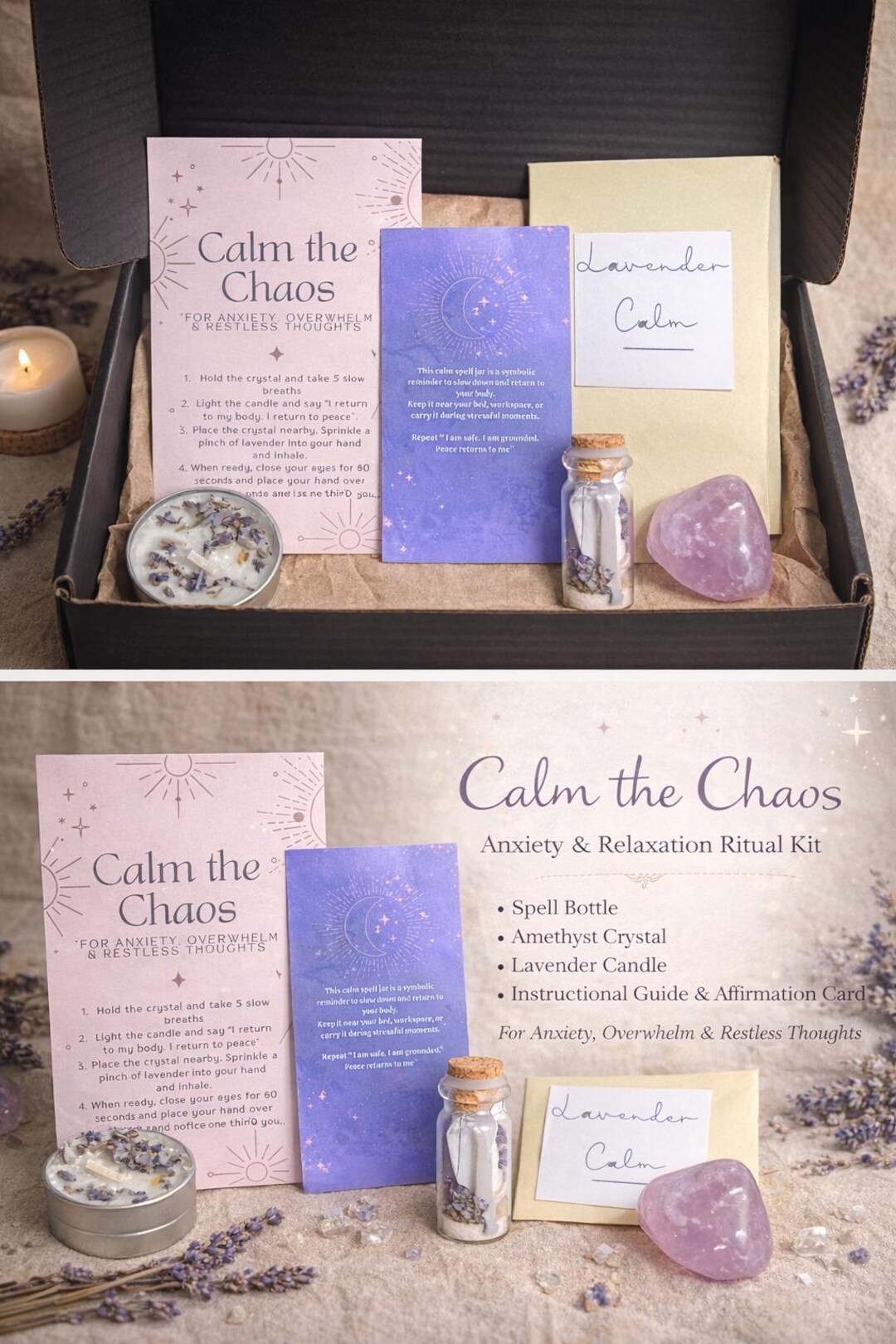 Calm the Chaos Ritual Kit | Lavender, Amethyst, Spell Jar - Etsy
