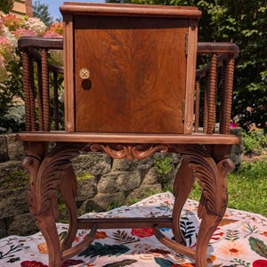 Refinished Unique Handmade Copper Lined Mahogany Humidor with Ornate Carved Bird Legs