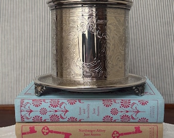 Barker Ellis Silver Plate Chased Biscuit Barrel Jar or Tea Caddy