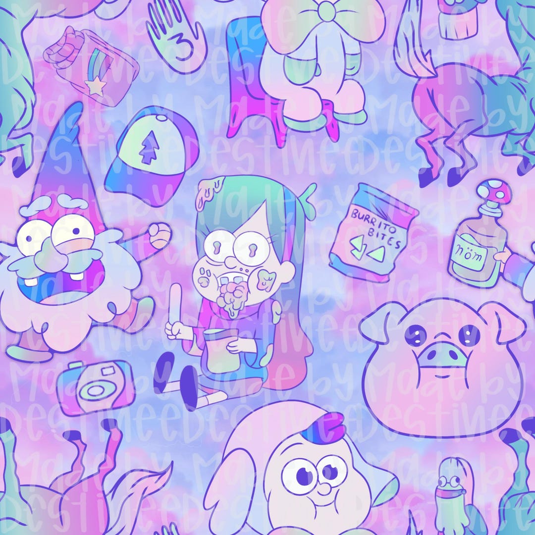 Pastel Gravity Falls Seamless Pattern | Cute Cartoon-inspired Digital ...