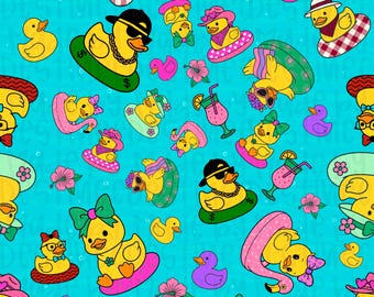 Summer Rubber Duck Seamless PNG – Floating Ducks Pattern for Sublimation, Tumblers & Fabric