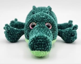 Patrón de ganchillo de cocodrilo en PDF – Peluche gigante de cocodrilo amigurumi (53 cm), juguete realista de reptil, tutorial detallado para hacerlo tú mismo.