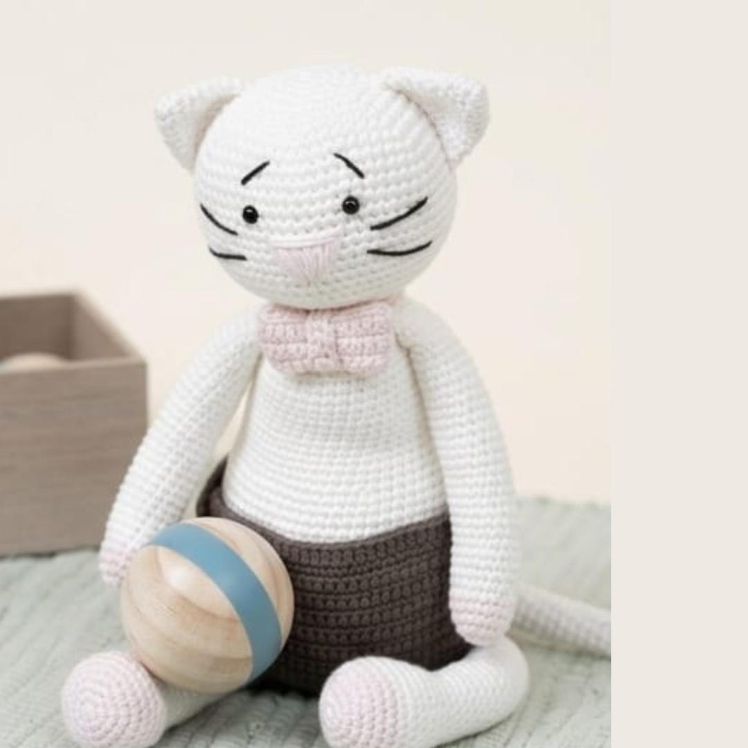 Cute White Cat Crochet Pattern PDF | Amigurumi Kitty Plush | Easy ...