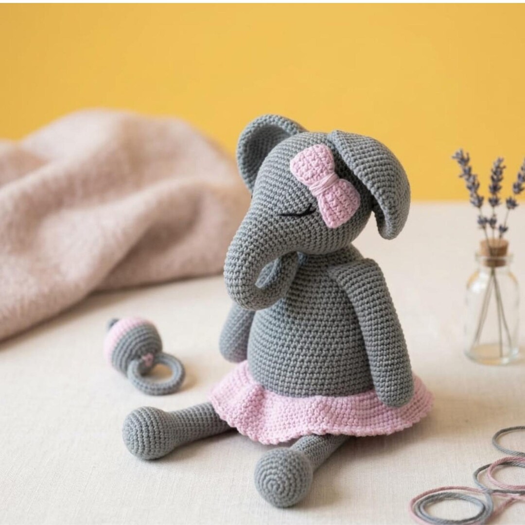 Beginner Elephant Crochet Pattern PDF – Large Amigurumi Plush (34 Cm ...