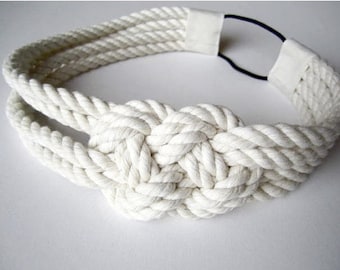 Sailor knot headband, nautical, cotton, rope