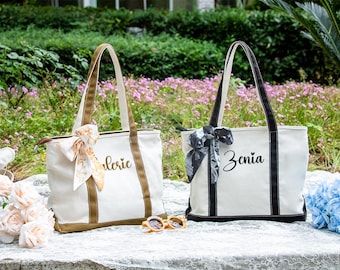 Custom Canvas Tote Bag, Embroidered Canvas Tote Bag with Initials, Bridal Shower, Personalized Gifts, Bachelorette Gifts