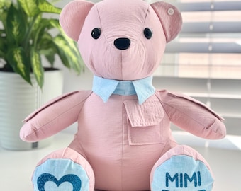 Personalized Memory Bear | Custom Bear Made from Your Loved One’s Clothes | Memorial Gift