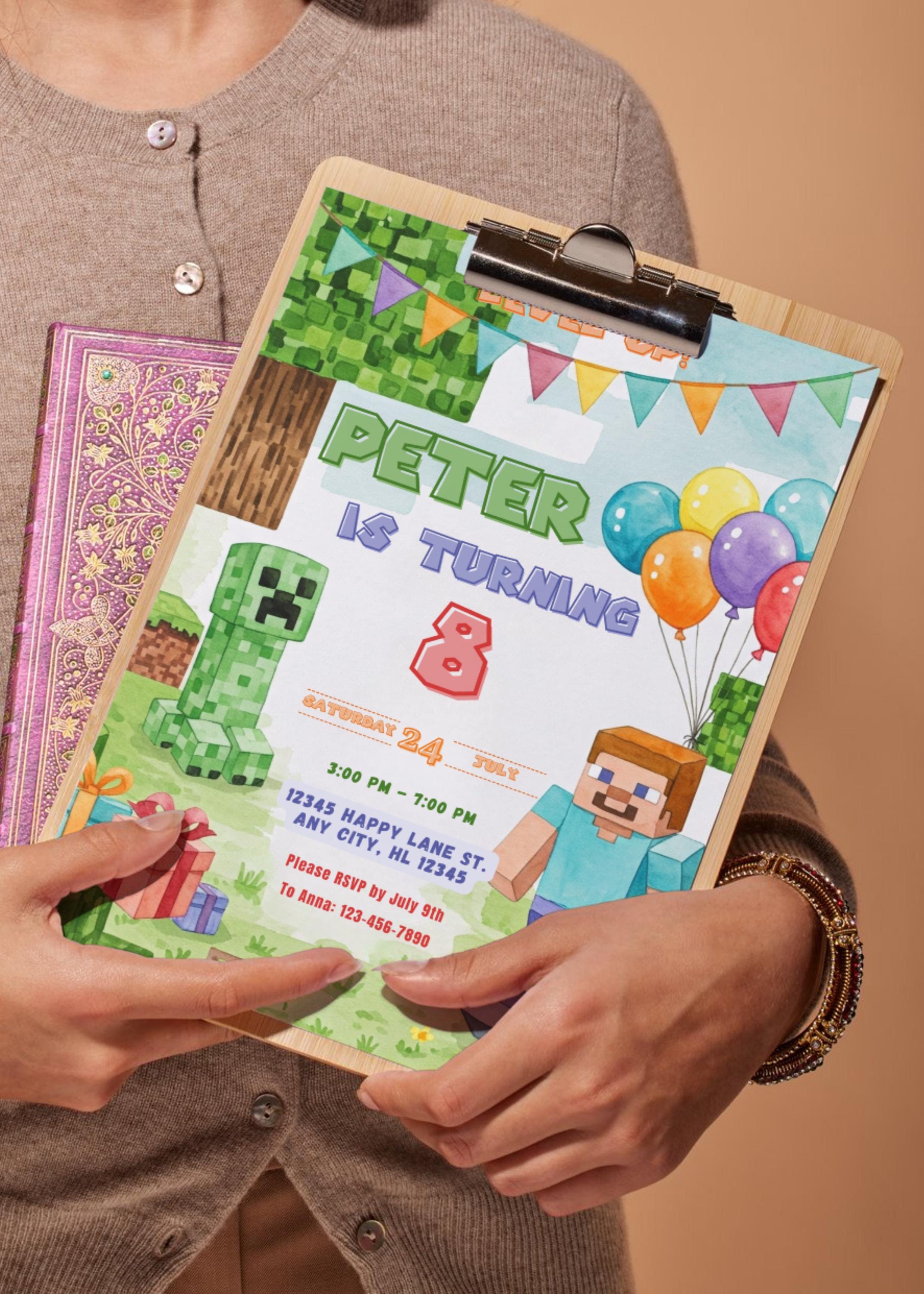 Editable Pixel Gamer Invite