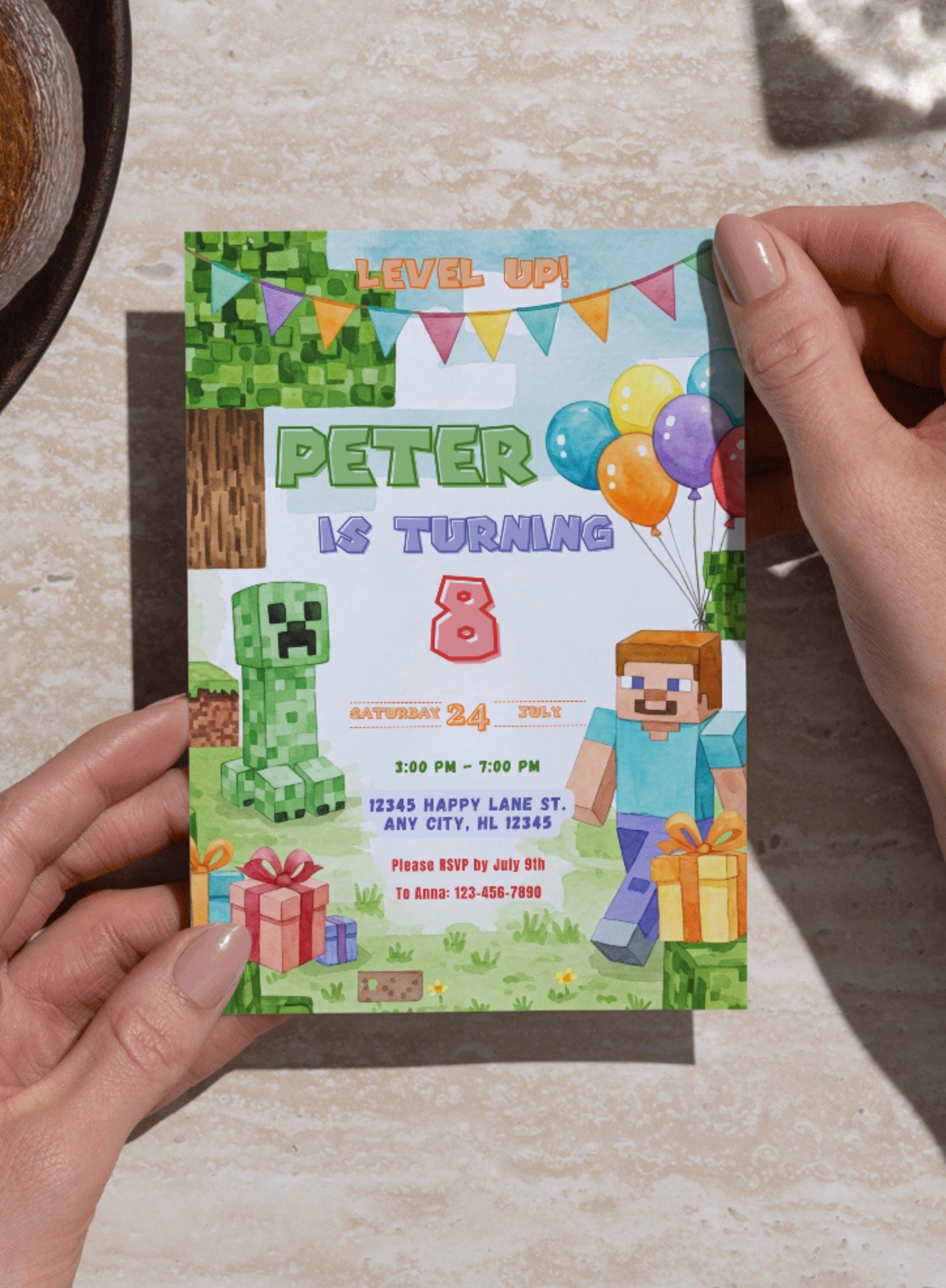 Editable Pixel Gamer Invite