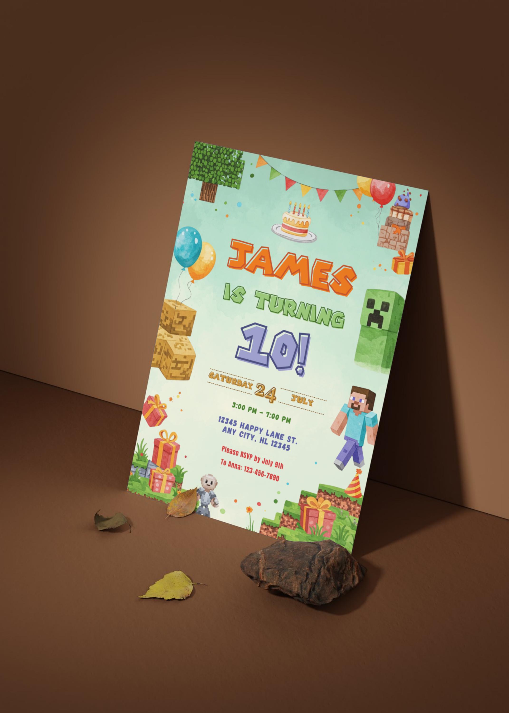 Minecraft Pixel Party Invitation