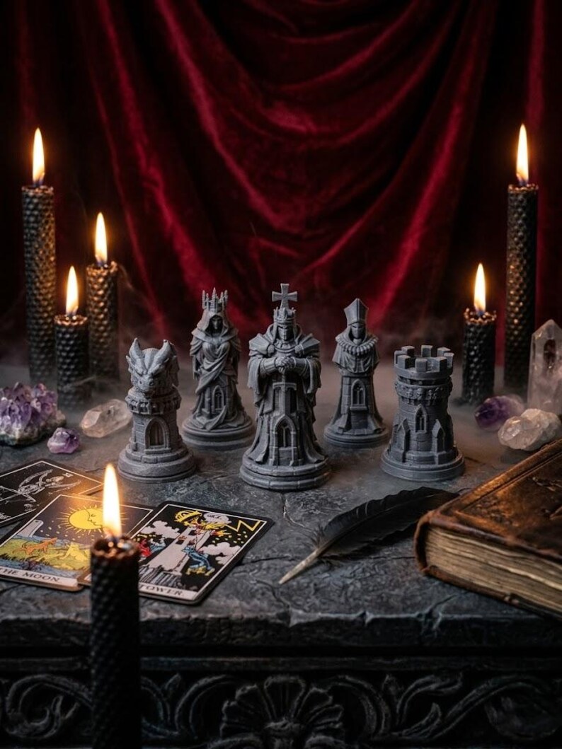 Gothic Cathedral Chess Set | 3D Printed Dark Fantasy Chess Pieces ...