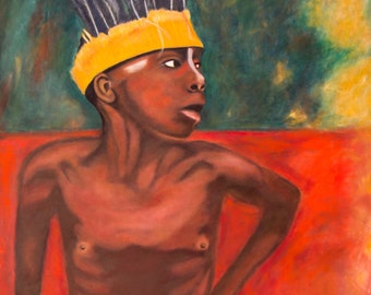 Congo Boy Oil Painting by Trish Vernazza *1/2 proceeds go to charity to raise funds for girls and women of color*