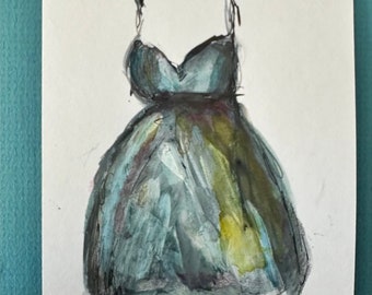 Dress, Watercolor and Ink painting