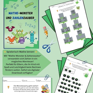Math Monster Worksheets PDF to Print | Playful Math Learning for Children | Elementary School Grades 1–3 | Fun Math