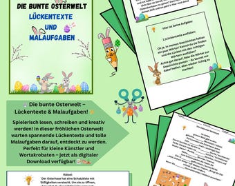 Oster Lückentexte für Kinder PDF | Deutsch Malspaß zu Ostern | Grundschule Klasse 1–2 | Kreatives Arbeitsblatt mit Rätseln & Geschichten