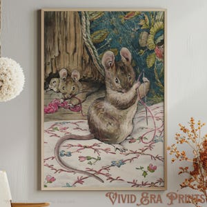 Póster de Beatrix Potter &quot;El Sastre de Gloucester&quot; con diseño de ratón, impresión vintage, arte de pared para habitación infantil, regalo para amantes de los libros, decoración de sala de juegos.