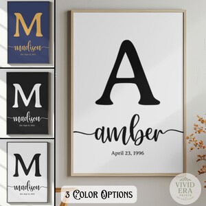 Nom de famille personnalisé monogramme signe impression cadeau de mariage personnalisé art mural pour chambre d&#39;enfant pour entrée décoration souvenir établi nouvelle maison affiche