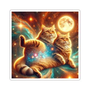 Kosmische Katze Aufkleber: Galaxy Dekor, Laptop Aufkleber