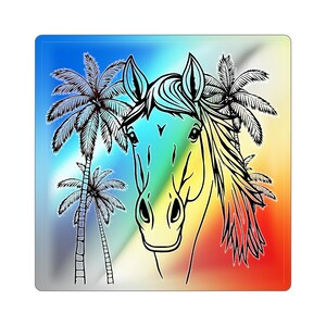 Holographic Horse Stickers: Vibrant Die-Cut Vinyl Decals