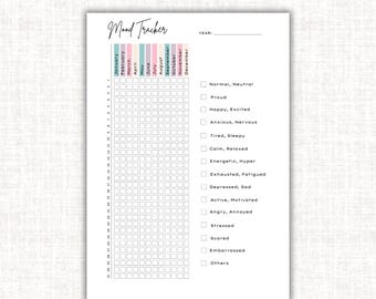 Printable Mood Tracker: Mental Health & Wellness Planner (Editable PDF)