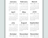 2027 Year at a Glance Calendar Printable, Full Year One Page, Minimalist Monday & Sunday Start, 2027 Calendar, 2027 Planner A4 A5 US Letter