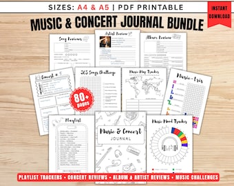 Music Concert Journal Bundle | Playlist, Song, Album Reviews (PDF Download)