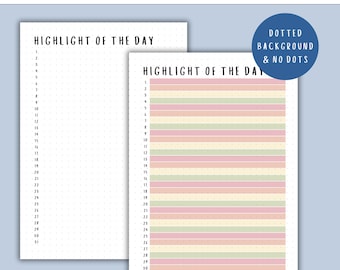 Lo más destacado del día - Página de diario IMPRIMIBLE - Registro de recuerdos - Registro diario - Registro de momentos destacados diarios - Diario de gratitud - Página de planificación