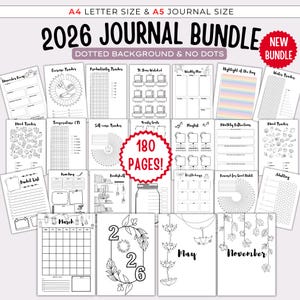 2026 Journal Bundle - Printable Journal Pages, BUNDLE C, Digital Planner Pages, Daily Weekly Monthly Planners, 2026 Journal, Bullet Journal image 1