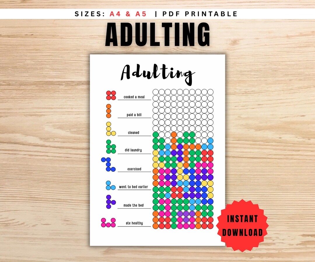 Adulting Tracker Printable Journal Page, Fun Habit Tracker, Adult Task ...