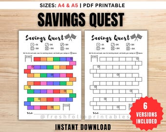 Savings Quest - Money Savings Challenge, Printable Journal Page, Savings Game, Savings Tracker, Savings Goal, Budgeting Game PDF A4 A5