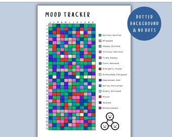 Mood Tracker - PRINTABLE Journal Page, Feelings Tracker, Daily Mood Tracker, Yearly Mood Tracker, Printable Planner Page, Bullet Journal PDF