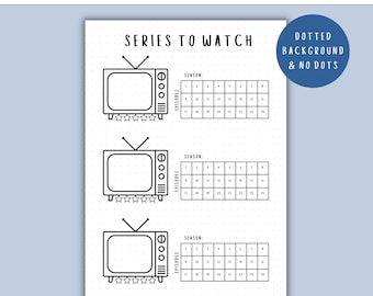 TV Series to Watch - PRINTABLE Journal Page, Planner Page, Series Watchlist, Series Review, TV Series Log, Bullet Journal Template, A4 & 45
