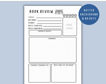 Book Review - PRINTABLE Journal Page - Planner Page - Book Lover, Book Review - Book Journal,   Reading Journal, Book Tracker, Reading Log