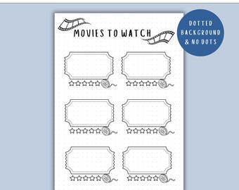 Movie Tracker - Pagina di diario STAMPABILE, pagina di pianificazione, traccia i film guardati, registro dei film, visione di film, modello di diario, bullet journal, PDF