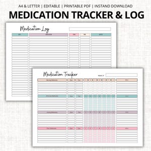 Medication Tracker, Daily Medication Log, Printable Medicine Log for Nurses, Medication Sheet, Medication List, Medicine Intake Tracker, PDF
