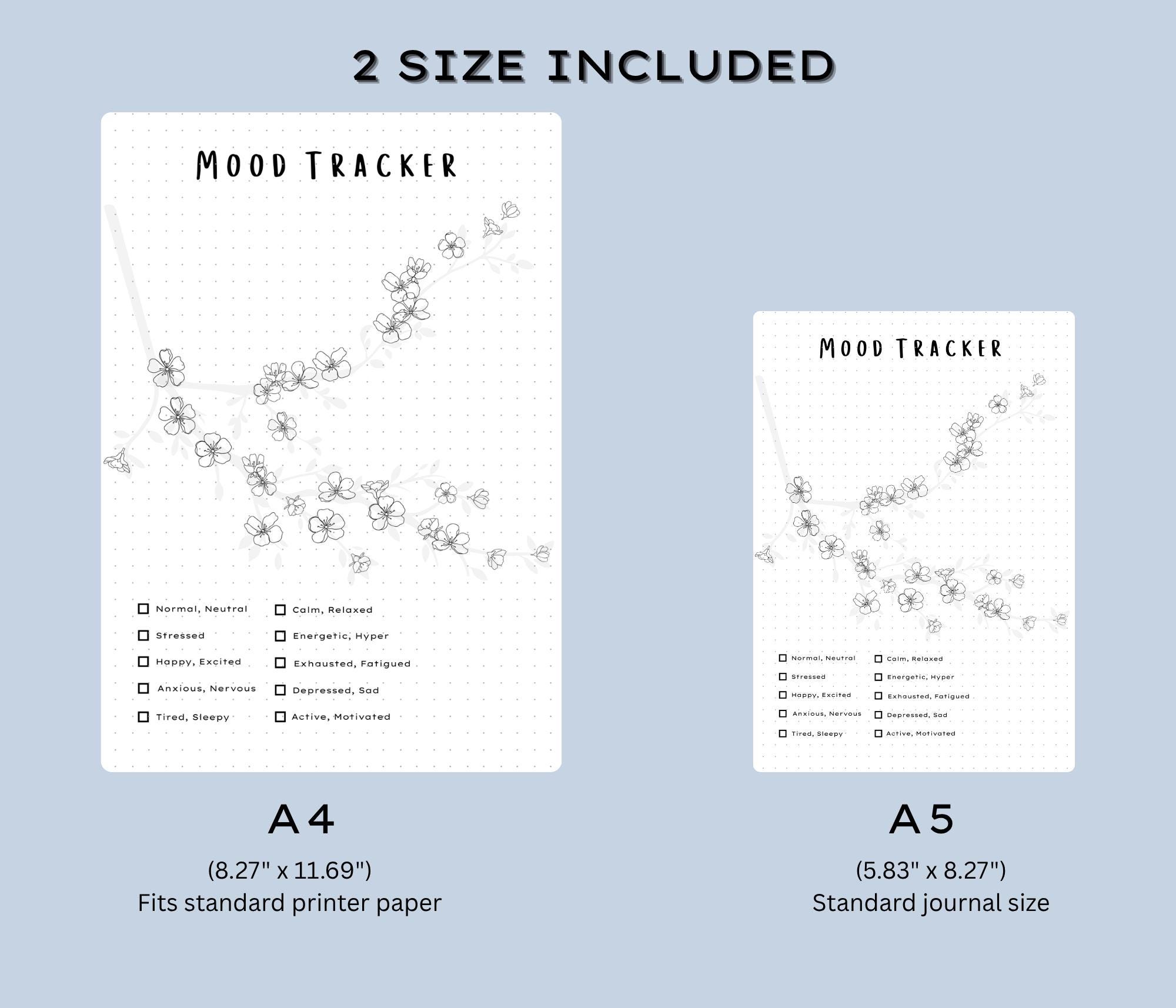 Cherry Blossom Mood Tracker - PRINTABLE Bullet Journal Tracker, Monthly ...