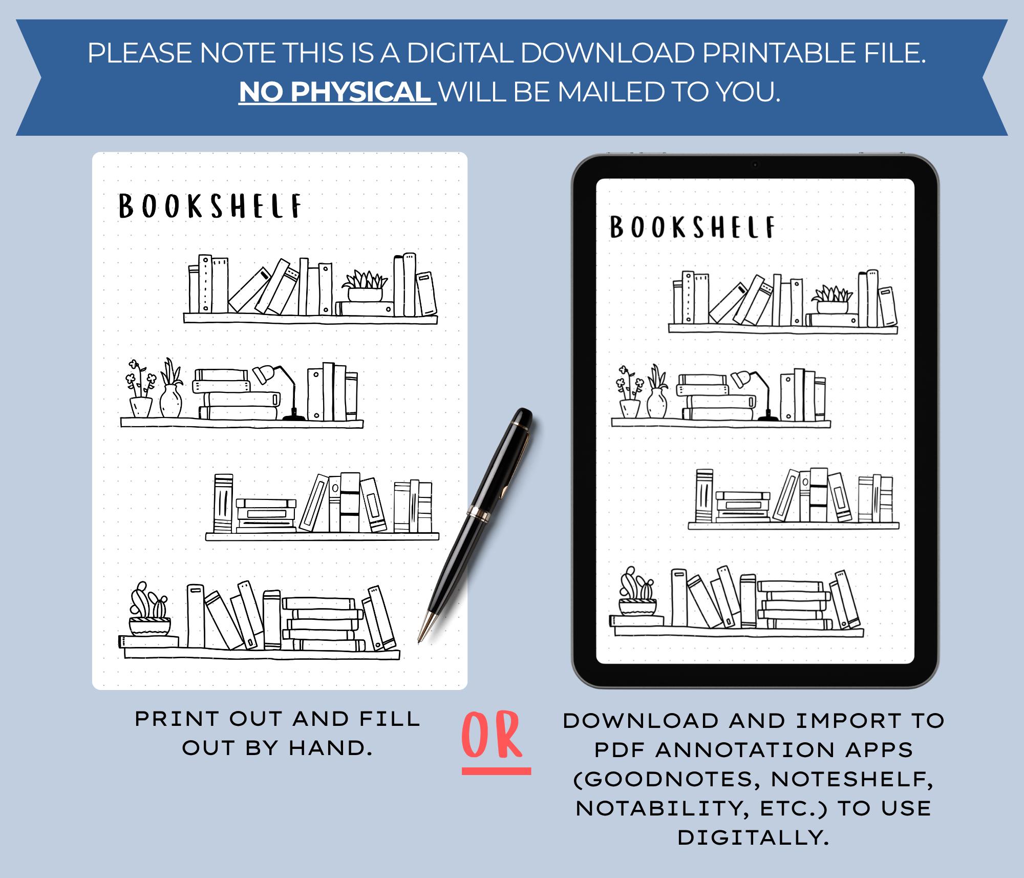 Reading Tracker - PRINTABLE Journal Page, Bookshelf Reading Log, Book ...