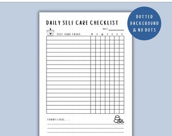 Daily Self Care Checklist - PRINTABLE Journal Page - Planner Page, Monthly Goal Tracker, Self-care Journal Page, Daily Tracker, Wellness log