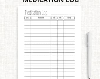 Registro de medicamentos imprimible: Registro de medicamentos, tamaño A4 y carta (descarga digital)
