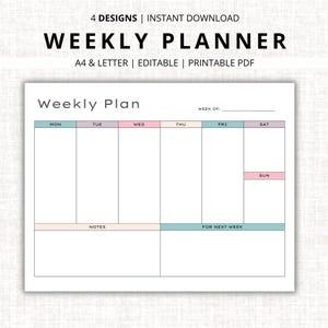 Minimalist Weekly Planner Printable: Elegant Landscape Design (A4 & Letter)