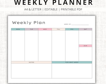 Minimalist Weekly Planner Printable: Elegant Landscape Design (A4 & Letter)