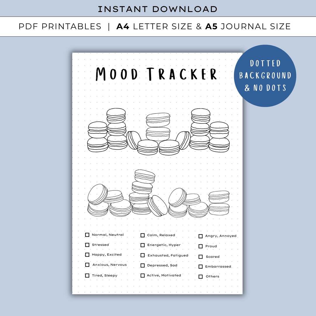 Macarons Mood Tracker - PRINTABLE Bullet Journal Tracker, Monthly Mood ...