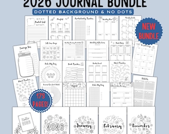 2026 Journal Bundle D - Planner Printable, Premade Bullet Journal Pages, Yearly Monthly Tracker, Habit Mood Tracker, Bujo Pages, Journal Kit
