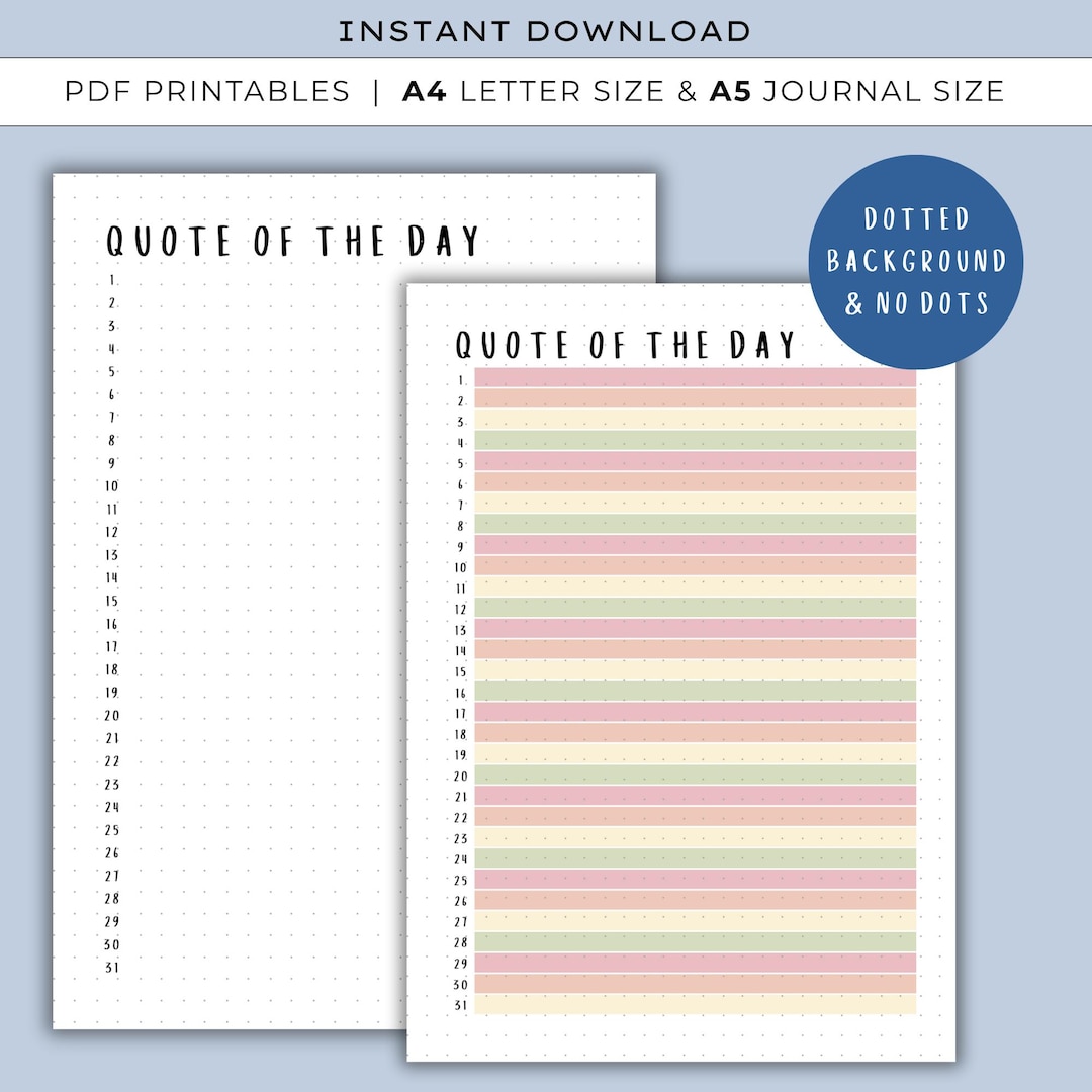 Quote of the Day - PRINTABLE Journal Page - Memory Tracker - Daily ...