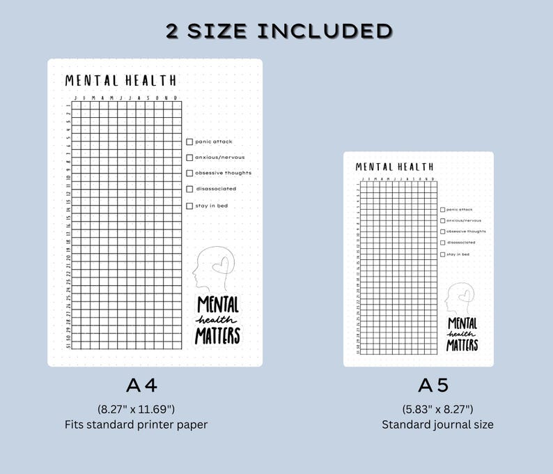 Mental Health Tracker - PRINTABLE Journal Page, Wellness Tracker, Habit ...